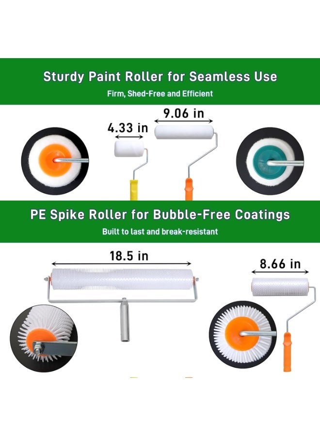 Self Leveling Cement Tool Kit, Epoxy Floor Tool Includes Adjustable Poles, Self Leveling Concrete Spiked Roller, Flooring Construction Painter Roller,Epoxy Spike Shoes and Stainless Steel Scraper Rake - Image 2